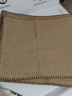 Gold Shimmery Fabric Panel with Dark Brown Trim